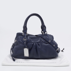 Pre Owned Marc by Marc Jacobs Navy Blue Leather Classic Q Baby Groovee Bag