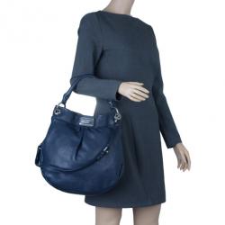 Pre Owned Marc by Marc Jacobs Blue Leather Classic Q Hillier Hobo