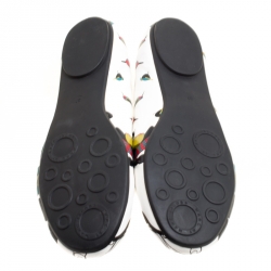 مملوكة مسبقًا Marc by Marc Jacobs White Multicolor Bird Printed Leather Round Toe Ballet Flats Size 37