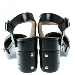 مملوكة مسبقًا Marc by Marc Jacobs Black Leather Kiki Ankle Strap Platform Clogs Size 38