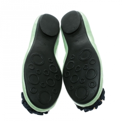 مملوكة مسبقًا حذاء فلات باليه مارك باي مارك جاكوبس مقدمة مستديرة مزخرف جلد لامع أخضر مقاس 36