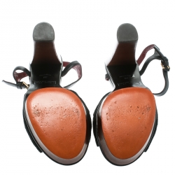 Pre Owned Marc By Marc Jacobs Black Suede And Leather Chain Detail Platform Sandals 38