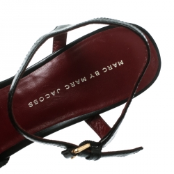 Pre Owned Marc By Marc Jacobs Black Suede And Leather Chain Detail Platform Sandals 38