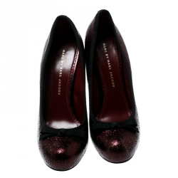 Pre Owned Marc by Marc Jacobs Bordeaux Leather Almark Platform Pumps 37.5