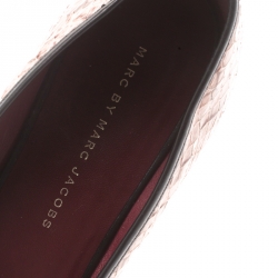 Pre Owned Marc by Marc Jacobs Pink Python Leather Bow Ballet Flats SIze 38.5