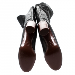 Pre Owned حذاء بوت مارك باي مارك جاكوبس كعب عريض طول ركبة جلد أسود مقاس 38