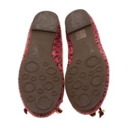 Pre Owned Marc by Marc Jacobs Pink Python Leather Bow Detail Ballet Flats Size 40