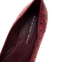 Pre Owned Marc by Marc Jacobs Pink Python Leather Bow Detail Ballet Flats Size 40