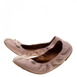 Pre Owned حذاء فلات مارك باي مارك جاكوبس ماوس جلد وردي مقاس 40