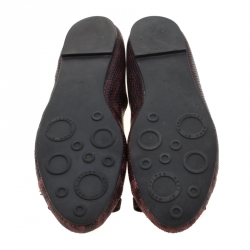 مملوكة مسبقًا حذاء فلات باليه مارك باي مارك جاكوبس شعار توكسيدو جلد نقش سحلية عنابي مقاس 38.5