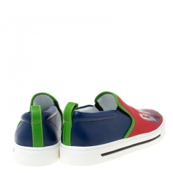 Pre Owned Marc by Marc Jacobs Multicolor Printed Leather Slip On Sneakers Size 38