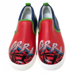 Pre Owned Marc by Marc Jacobs Multicolor Printed Leather Slip On Sneakers Size 38