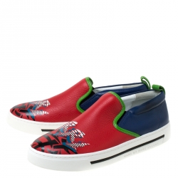 Pre Owned Marc by Marc Jacobs Multicolor Printed Leather Slip On Sneakers Size 38