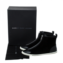 Pre Owned حذاء رياضي مارك باي مارك جاكوبس سويدي أسود وجلد بسحاب أمامي عنق مرتفع مقاس 38