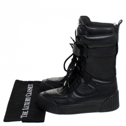 Pre Owned Marc by Marc Jacobs Black Leather Lace Up Mid Calf Boots Size 38