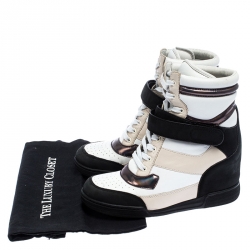 Pre Owned Marc by Marc Jacobs Tri Color Leather Lace Up Wedge Sneakers Size 38