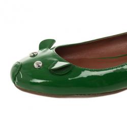 Pre Owned Marc by Marc Jacobs Green Patent Mouse Slingback Sandals Size 35.5