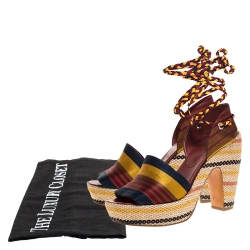 Pre Owned Marc By Marc Jacobs Multicolor Fabric Platform Ankle Wrap Sandals 39