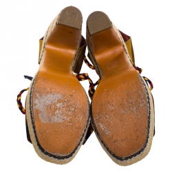 Pre Owned Marc By Marc Jacobs Multicolor Fabric Platform Ankle Wrap Sandals 39