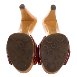 Pre Owned Marc By Marc Jacobs Red Patent Leather Slide Clog Sandals Size 39