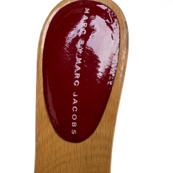 Pre Owned Marc By Marc Jacobs Red Patent Leather Slide Clog Sandals Size 39