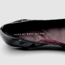 Pre Owned Marc by Marc Jacobs Black Patent Leather Bow Ballet Flats Size 38