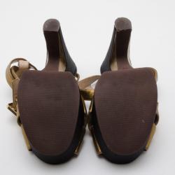 Pre Owned Marc by Marc Jacobs Bronze and Black Platform Sandals Size 37