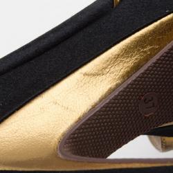 Pre Owned Marc by Marc Jacobs Bronze and Black Platform Sandals Size 37