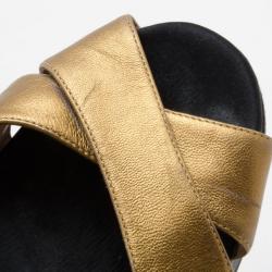 Pre Owned Marc by Marc Jacobs Bronze and Black Platform Sandals Size 37