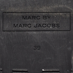 Pre Owned Marc by Marc Jacobs White/Black Faux Leather and Mesh Ninja Wave Sneakers Size 39