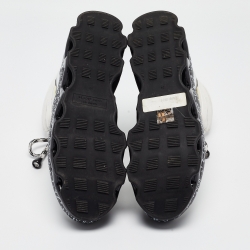 Pre Owned Marc by Marc Jacobs White/Black Faux Leather and Mesh Ninja Wave Sneakers Size 39