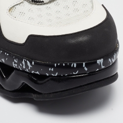 Pre Owned Marc by Marc Jacobs White/Black Faux Leather and Mesh Ninja Wave Sneakers Size 39