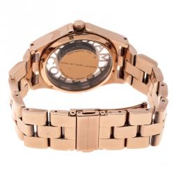 Pre Owned Marc by Marc Jacobs Rose Gold Plated Henry Skeleton MBM3107 Women's Wristwatch 40 mm