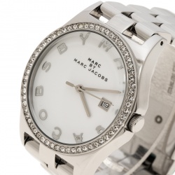 Marc By Marc Jacobs White Stainless Steel Crystal MBM3044 Women's Wristwatch 38 mm