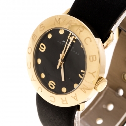 Marc by Marc Jacobs Black Yellow Gold-Plated Stainless Steel Amy MBM1154 Women's Wristwatch 36 mm