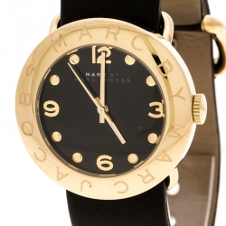 Marc by Marc Jacobs Black Yellow Gold-Plated Stainless Steel Amy MBM1154 Women's Wristwatch 36 mm