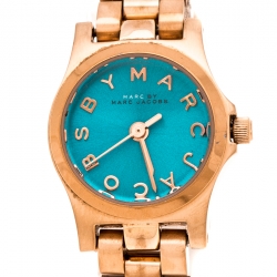 Marc by Marc Jacobs Blue Rose Gold Plated Stainless Steel Henry Dinky MBM3328 Women's Wristwatch 20 mm