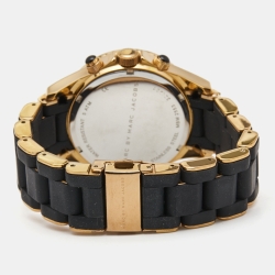 Pre Owned Marc by Marc Jacobs Black Gold Plated Stainless Steel Silicone Pelly MBM2553 Women's Wristwatch 40 mm  