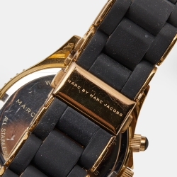 Pre Owned Marc by Marc Jacobs Black Gold Plated Stainless Steel Silicone Pelly MBM2553 Women's Wristwatch 40 mm  