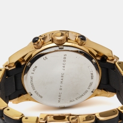 Pre Owned Marc by Marc Jacobs Black Gold Plated Stainless Steel Silicone Pelly MBM2553 Women's Wristwatch 40 mm  