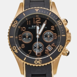 Pre Owned Marc by Marc Jacobs Black Gold Plated Stainless Steel Silicone Pelly MBM2553 Women's Wristwatch 40 mm  