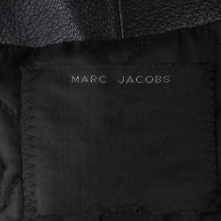 Pre Owned Marc Jacobs Black Goat Leather Fox Fur Trim Embellished Moto Jacket S