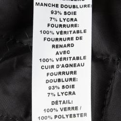 Pre Owned Marc Jacobs Black Goat Leather Fox Fur Trim Embellished Moto Jacket S