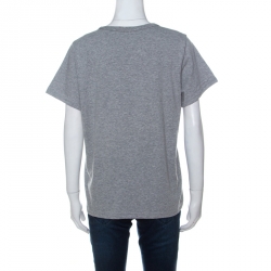 Pre Owned Marc Jacobs Grey Cotton Repeated Logo Print T Shirt L 