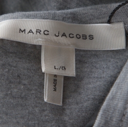 Pre Owned Marc Jacobs Grey Cotton Repeated Logo Print T Shirt L 