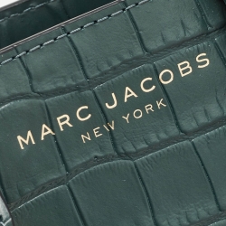 Pre Owned Marc Jacobs Green Croc Embossed Leather Micro Grind Tote