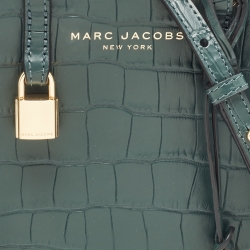 Pre Owned Marc Jacobs Green Croc Embossed Leather Micro Grind Tote