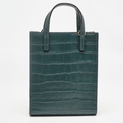 Pre Owned Marc Jacobs Green Croc Embossed Leather Micro Grind Tote