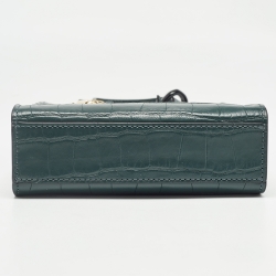 Pre Owned Marc Jacobs Green Croc Embossed Leather Micro Grind Tote