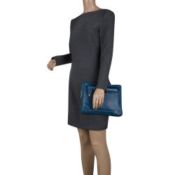 Pre Owned Marc Jacobs Matte Blue Leather The Venetia Ipad Case